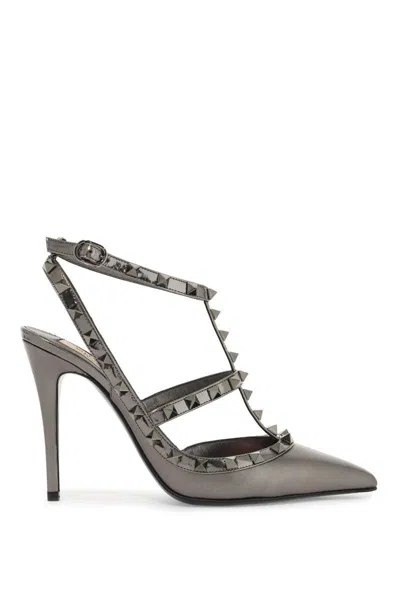 Shop Valentino Rockstud Slingback In Grey