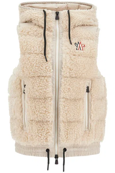 Shop Moncler Sleeveless Teddy In Beige