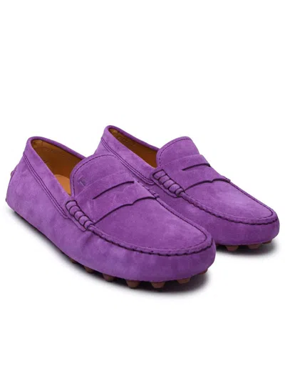Tod's Purple Suede Loafers In Purple