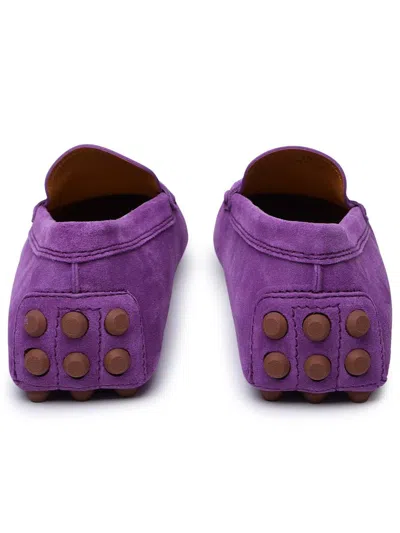 Tod's Purple Suede Loafers In Purple