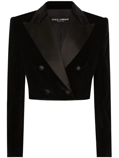 Dolce & Gabbana Cropped Cotton-blend Tuxedo Jacket