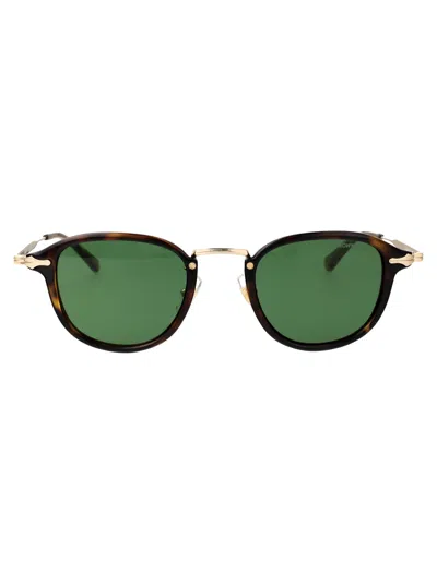Montblanc Runde Sonnenbrille Mit Havannafarbener Eingespritzter Fassung