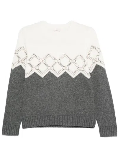 Shop Liu •jo Liu Jo Sweaters In Grigio E Bianco