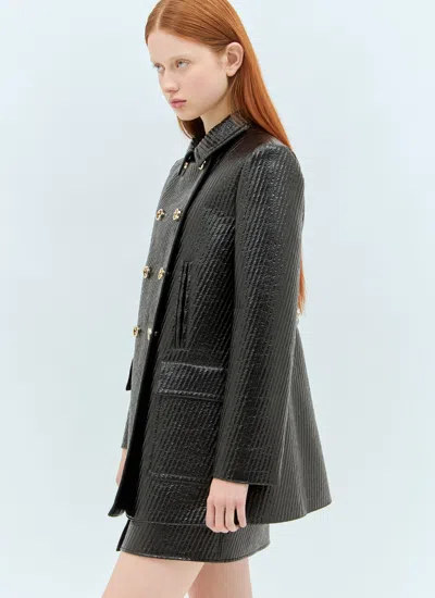 Gucci High-shine Interlocking G Coat In Black