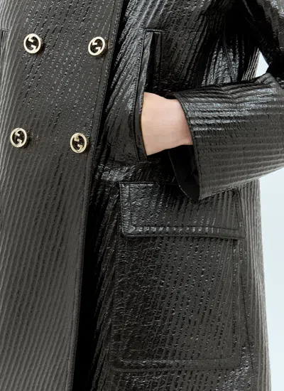 Gucci High-shine Interlocking G Coat In Black