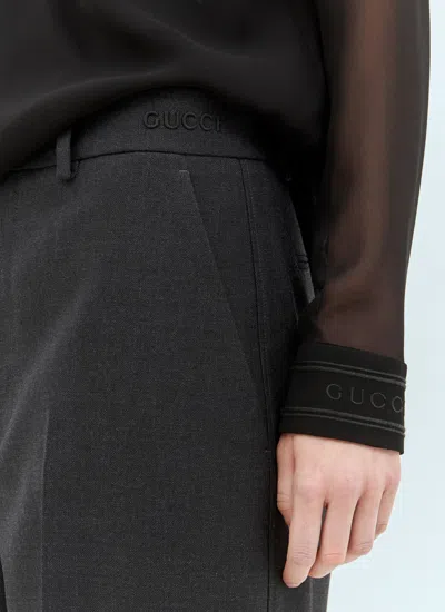 Gucci Wool Tailored Pants In Gray