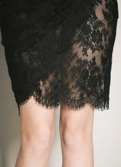 Saint Laurent Women Lace Wrap Pencil Skirt In Black