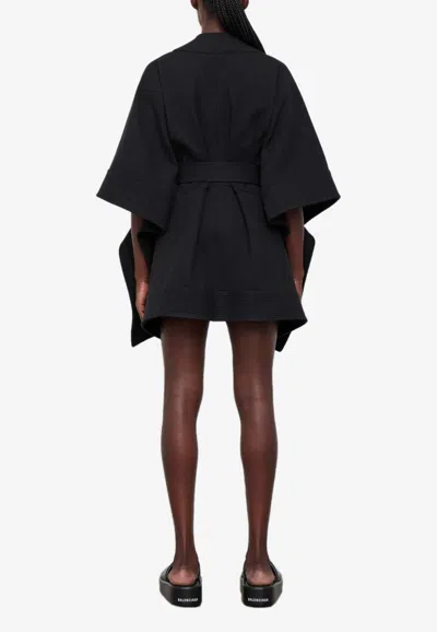 Wardrobe.nyc Belted Cotton Cape In Black