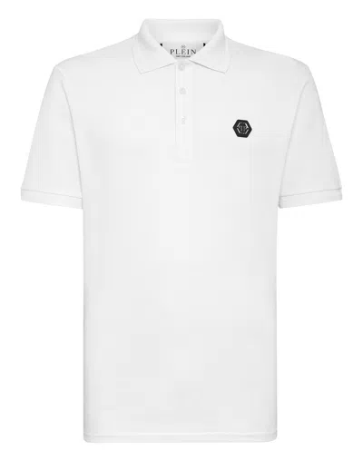 Philipp Plein Skull Pattern Short-sleeved Polo Shirt In White