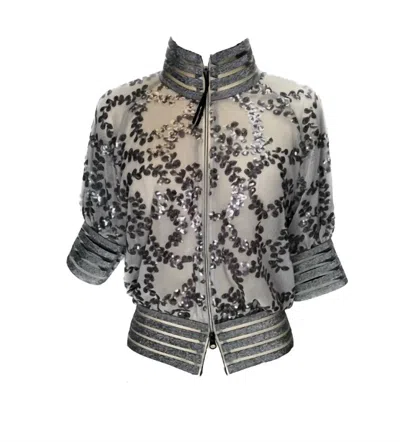 Petit Pois By Viviana G Women Sequin Bomber Jacket In Silver In Silver