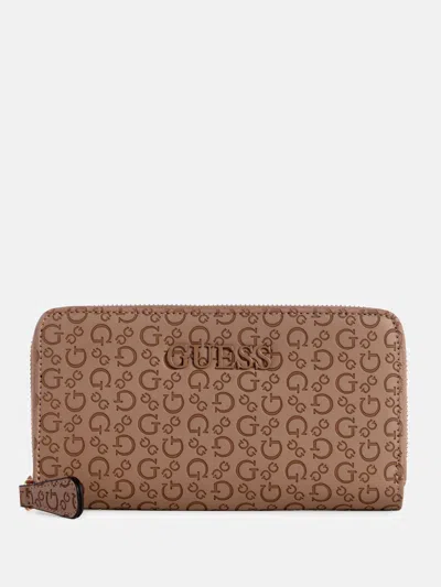 Guess Factory Bowie Debossed Logo Zip-around Wallet In Multi