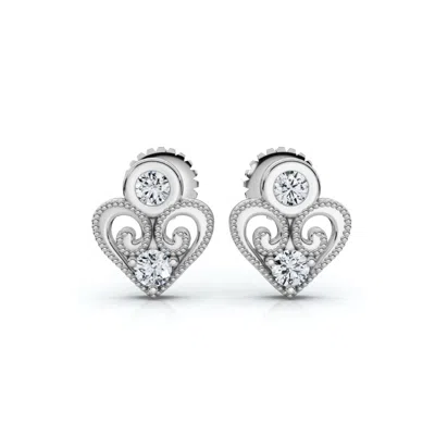 Pompeii3 Diamond Heart Studs 14k White, Yellow, Or Rose Gold Lab Grown Women's Earrings In White