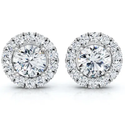 Pompeii3 2 1/2ct Diamond Halo Studs 14k Gold Lab Grown Women's Earrings In White