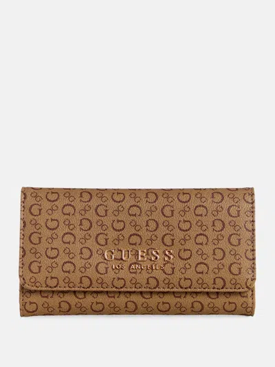 Guess Factory Saffron Slim Clutch Wallet In Brown