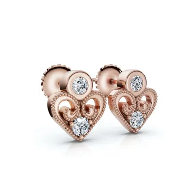Pompeii3 Diamond Heart Studs 14k White, Yellow, Or Rose Gold Lab Grown Women's Earrings In Multi