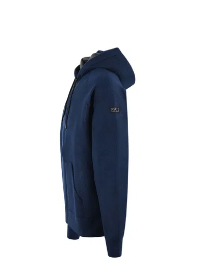 Mc2 Saint Barth Sweatshirt With Zip And Integrated Hood In Blue