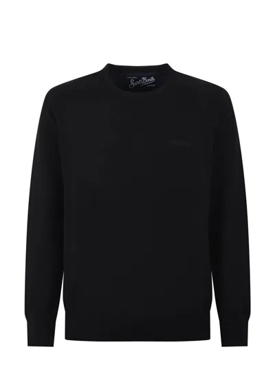Mc2 Saint Barth Logo Embroidered Crewneck Jumper In Black