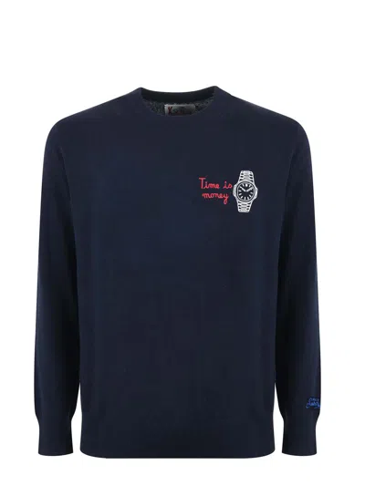 Mc2 Saint Barth Wool Watch Sweater In Blue