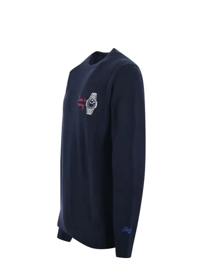 Mc2 Saint Barth Wool Watch Sweater In Blue