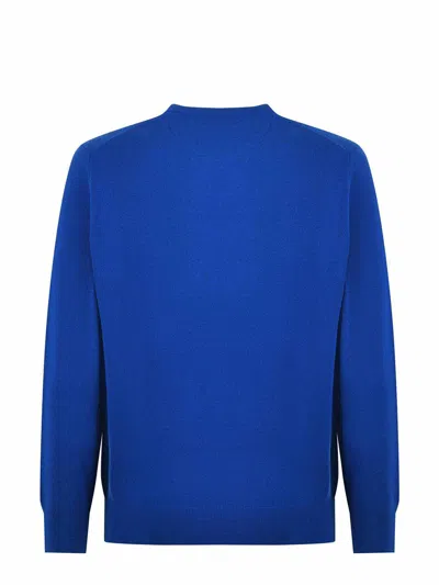 Mc2 Saint Barth Man Crewneck Bluette Sweater With St. Barth Embroidery In Blue