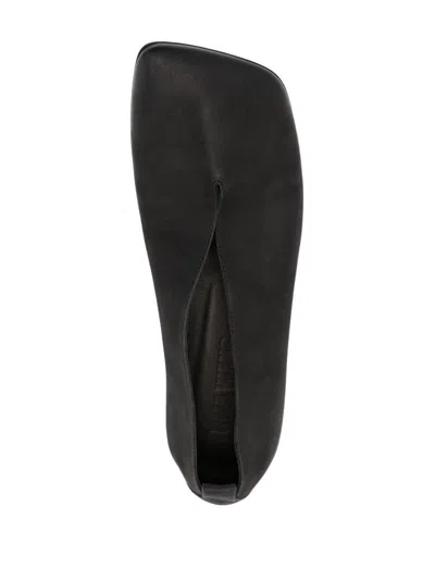 Uma Wang Leather Ballet Flats With An Asymmetric Toe. In Black