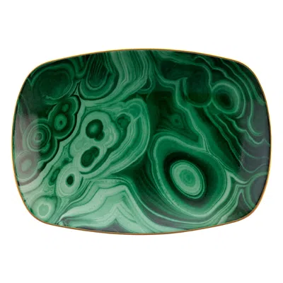 L'objet Malachite Rectangular Tray - Small In Green