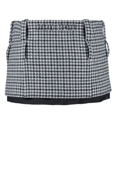 Miu Miu Embroidered Wool Mini Skirt In Printed