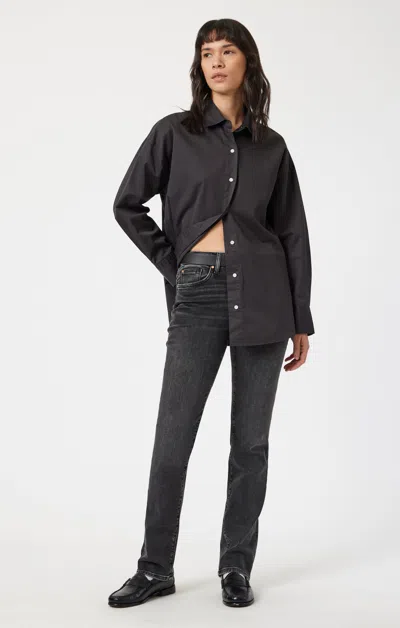 Mavi Kendra Straight Leg In Smoke Brushed Flex Blue In Black