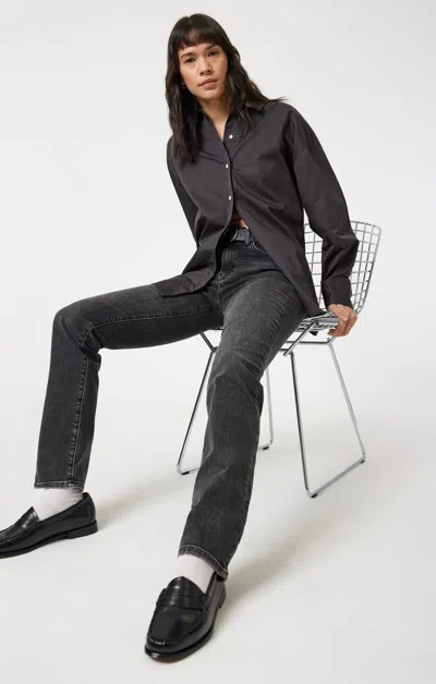 Mavi Kendra Straight Leg In Smoke Brushed Flex Blue In Black