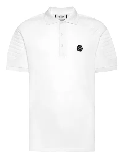 Philipp Plein Skull Pattern Short-sleeved Polo Shirt In White