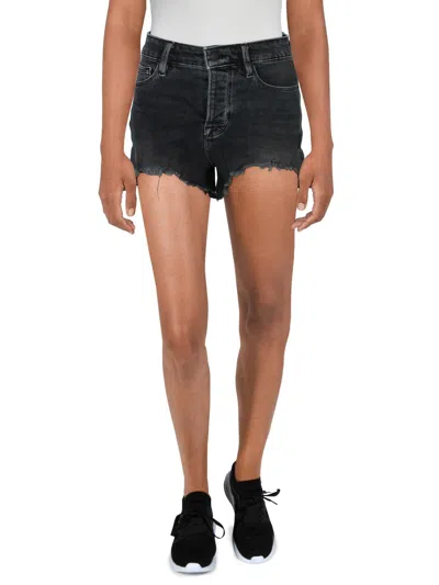 GOOD AMERICAN BOMBSHELL WOMENS FRAYED HEM SHORT CUTOFF SHORTS 