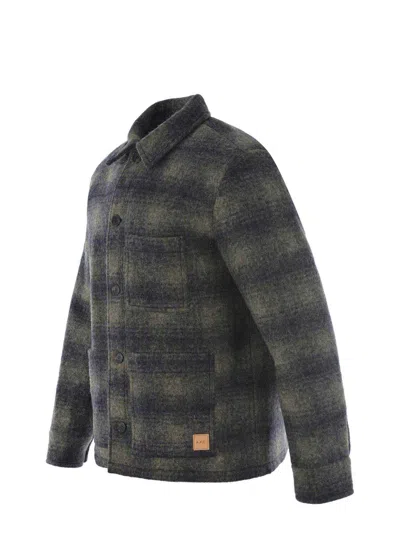 Apc A.p.c. Checked Logo Patch Jacket In Blue