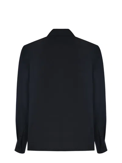Marni Wool Shirt With Logo Embroidery In Black