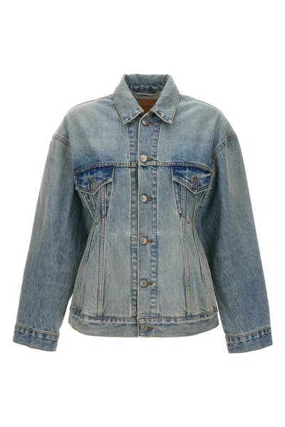 Balenciaga Hourglass-shaped Denim Jacket In Blue