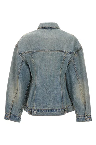 Balenciaga Hourglass-shaped Denim Jacket In Blue