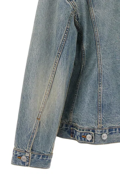Balenciaga Hourglass-shaped Denim Jacket In Blue