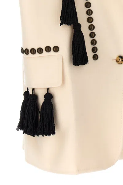 Max Mara Waistcoat With Tassel Embellishments And Notched Lapel In White
