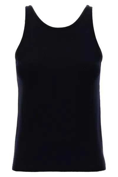 Max Mara Simple Round Neck Sleeveless Knit Top In Blue