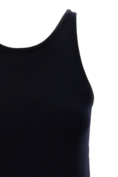 Max Mara Simple Round Neck Sleeveless Knit Top In Blue