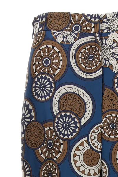 Max Mara Pleated Trousers In All-over Print In Multicolor