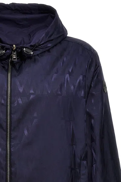 Moncler Reversible Jacket With Patterned Design And Hood In Blue