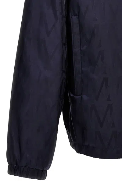 Moncler Reversible Jacket With Patterned Design And Hood In Blue
