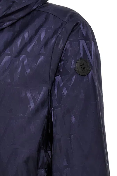 Moncler Reversible Jacket With Patterned Design And Hood In Blue