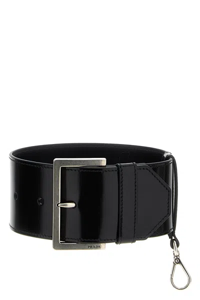 Prada Women Brushed Leather Sleeve In Black