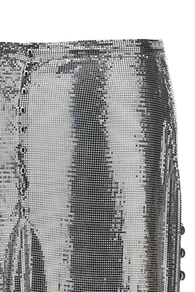 Rabanne Paillette Metal Ball Trim Mini Skirt In Silver