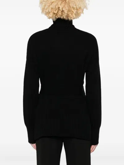 Wild Cashmere Katie Belted Sweater In Black