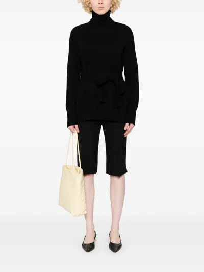 Wild Cashmere Katie Belted Sweater In Black