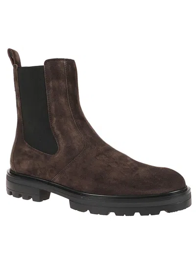 Hogan Suede Ankle Boots With Elastic Side Panels In Brown