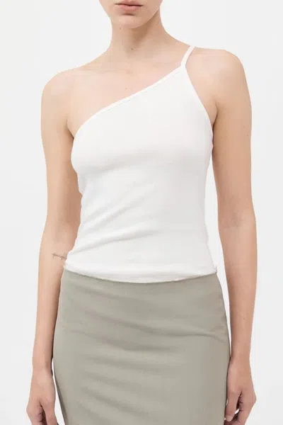 St Agni Organic Cotton One Shoulder Tank In White