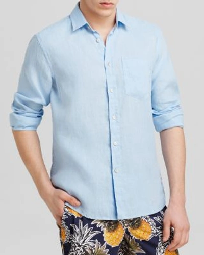 Shop Vilebrequin Linen Regular Fit Shirt In Light Blue